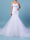 Trumpet/Mermaid Sweetheart Tulle Sweep Train Ruched Wedding Dresses #Milly00023219