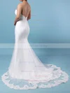Trumpet/Mermaid V-neck Lace Organza Sweep Train Appliques Lace Wedding Dresses #Milly00023228