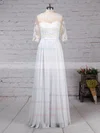 A-line Scoop Neck Chiffon Tulle Floor-length Appliques Lace Wedding Dresses #Milly00023279