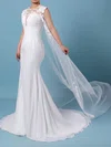 Trumpet/Mermaid Illusion Chiffon Sweep Train Wedding Dresses With Appliques Lace #Milly00023231