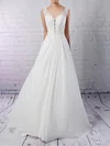 A-line V-neck Chiffon Court Train Wedding Dresses With Appliques Lace #Milly00023244