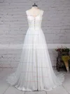 Princess V-neck Chiffon Tulle Court Train Beading Wedding Dresses #Milly00023244