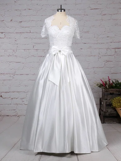 Ball Gown/Princess Sweetheart Satin Floor-length Wedding Dresses With Pockets #Milly00023256