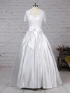 Ball Gown Sweetheart Satin Floor-length Wedding Dresses With Pockets #Milly00023256