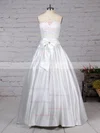 Ball Gown Sweetheart Lace Satin Floor-length Bow Wedding Dresses #Milly00023256