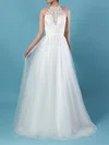 Ball Gown Illusion Tulle Sweep Train Wedding Dresses With Appliques Lace #Milly00023266