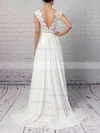 A-line Scoop Neck Lace Chiffon Sweep Train Sashes / Ribbons Wedding Dresses #Milly00023294
