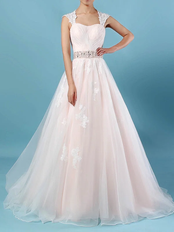 Ball Gown Sweetheart Tulle Sweep Train Wedding Dresses With Appliques Lace #Milly00023176