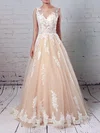 Ball Gown Scoop Neck Tulle Sweep Train Wedding Dresses With Beading #Milly00023186