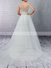 Princess V-neck Tulle Sweep Train Beading Wedding Dresses #Milly00023288