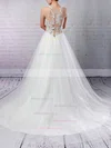 Princess Scoop Neck Tulle Sweep Train Appliques Lace Wedding Dresses #Milly00023309