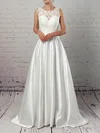 Ball Gown Illusion Satin Sweep Train Wedding Dresses With Pockets #Milly00023319