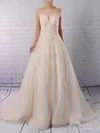 Ball Gown Illusion Tulle Sweep Train Wedding Dresses With Appliques Lace #Milly00023173