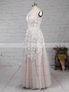 Princess V-neck Tulle Floor-length Appliques Lace Wedding Dresses #Milly00023122