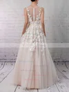 Princess V-neck Tulle Floor-length Appliques Lace Wedding Dresses #Milly00023122