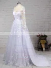 Ball Gown Scoop Neck Organza Tulle Sweep Train Appliques Lace Wedding Dresses #Milly00023141