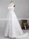 Ball Gown Square Neckline Satin Sweep Train Beading Wedding Dresses #Milly00023171