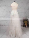 A-line V-neck Tulle Floor-length Ruffles Wedding Dresses #Milly00023214