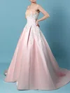 Ball Gown Straight Satin Sweep Train Wedding Dresses With Pockets #Milly00023235
