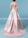 Ball Gown Strapless Satin Sweep Train Appliques Lace Wedding Dresses #Milly00023235