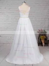 Princess Scoop Neck Lace Tulle Sweep Train Beading Wedding Dresses #Milly00023247