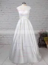 Ball Gown Scoop Neck Lace Satin Sweep Train Pockets Wedding Dresses #Milly00023263