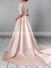 Ball Gown Scoop Neck Satin Tulle Sweep Train Appliques Lace Wedding Dresses #Milly00023314