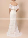 Trumpet/Mermaid Off-the-shoulder Lace Sweep Train Sashes / Ribbons Wedding Dresses #Milly00023361