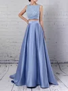Princess Scoop Neck Satin Floor-length Pockets Prom Dresses #Milly020105049