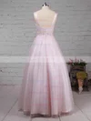 Ball Gown V-neck Tulle Floor-length Beading Prom Dresses #Milly020105114