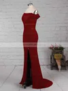 Sheath/Column Off-the-shoulder Jersey Floor-length Split Front Prom Dresses #Milly020105840
