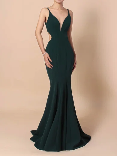 Mermaid V-neck Satin Cut Out Prom Dresses #Milly020105843