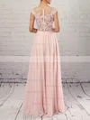 A-line Scoop Neck Chiffon Floor-length Appliques Lace Prom Dresses #Milly020105858