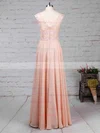 A-line V-neck Chiffon Floor-length Appliques Lace Prom Dresses #Milly020105892