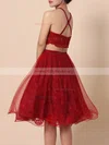Princess Square Neckline Lace Tulle Short/Mini Beading Prom Dresses #Milly020105897