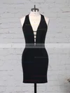 Sheath/Column V-neck Jersey Short/Mini Draped Prom Dresses #Milly020105907