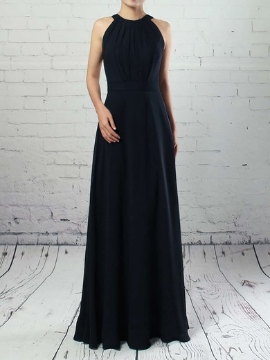 A-line Scoop Neck Chiffon Floor-length Sashes / Ribbons Bridesmaid Dresses #Milly01013472