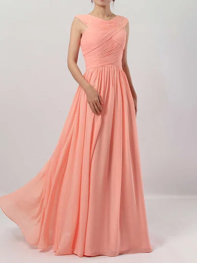 A-line V-neck Chiffon Floor-length Ruffles Bridesmaid Dresses #Milly01013494