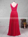 A-line V-neck Chiffon Floor-length Split Front Bridesmaid Dresses #Milly01013579