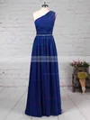 A-line One Shoulder Chiffon Floor-length Beading Bridesmaid Dresses #Milly01013586