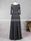 A-line Scoop Neck Lace Chiffon Floor-length Beading Mother of the Bride Dresses #Milly01021711
