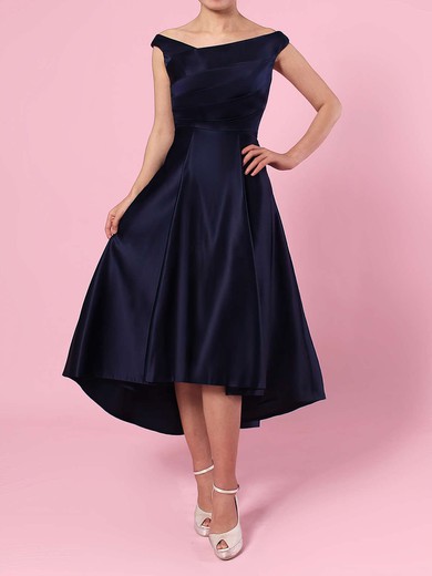 A-line Off-the-shoulder Satin Asymmetrical Ruffles Bridesmaid Dresses #Milly01013570