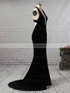 Trumpet/Mermaid V-neck Velvet Sweep Train Prom Dresses #Milly020105099