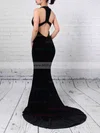 Trumpet/Mermaid V-neck Velvet Sweep Train Prom Dresses #Milly020105099