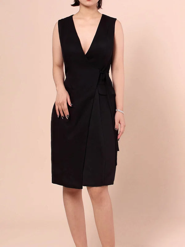 Sheath/Column V-neck Silk-like Satin Short/Mini Pockets Short Prom Dresses #Milly020105901