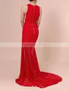 Trumpet/Mermaid Scoop Neck Chiffon Stretch Crepe Sweep Train Prom Dresses #Milly020106421