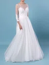 Ball Gown Illusion Tulle Floor-length Wedding Dresses With Appliques Lace #Milly00023348