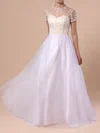 Ball Gown Illusion Tulle Sweep Train Wedding Dresses With Beading #Milly00023351