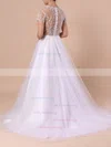 Princess Scoop Neck Tulle Sweep Train Beading Wedding Dresses #Milly00023351