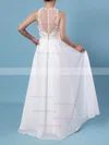 A-line Scoop Neck Chiffon Tulle Floor-length Beading Wedding Dresses #Milly00023360